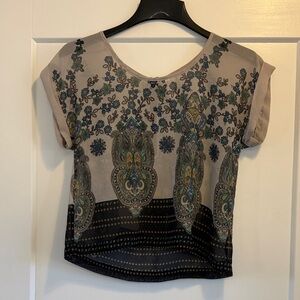 Xhilaration Paisley and Floral Women's Blouse - Black and Cream